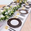 imageWDF 150pieces Baby Blue Plastic Plates with Gold Rim  Disposable Gold Plastic Silverware With Blue HandleBaroque Light BlueampampGold Disposable Plates Dinnerware for WeddingPartyBlack