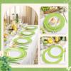 imageWDF 150pieces Baby Blue Plastic Plates with Gold Rim  Disposable Gold Plastic Silverware With Blue HandleBaroque Light BlueampampGold Disposable Plates Dinnerware for WeddingPartyGreen and Gold