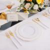 imageWDF 30Guest Black and Gold Plastic Plates  New Year Plates  Gold Plastic Silverware With Black Handle Baroque Black and Gold Disposable Dinnerware for Halloween ampamp New Year ampampPartiesWhite and Gold