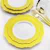 imageWDF 30Guest Black and Gold Plastic Plates  New Year Plates  Gold Plastic Silverware With Black Handle Baroque Black and Gold Disposable Dinnerware for Halloween ampamp New Year ampampPartiesYellow
