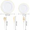 imageWDF 30Guest Black and Gold Plastic Plates  New Year Plates  Gold Plastic Silverware With Black Handle Baroque Black and Gold Disposable Dinnerware for Halloween ampamp New Year ampampPartiesWhite and Gold