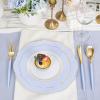 imageWDF 60pcs Clear Purple Plates Disposable with Gold Rim  Baroque Lavender Purple Plastic Plates for PartyWeddingSpring PicnicBlue