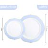 imageWDF 60pcs Clear Purple Plates Disposable with Gold Rim  Baroque Lavender Purple Plastic Plates for PartyWeddingSpring PicnicBlue