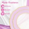 imageWDF 60pcs Clear Purple Plates Disposable with Gold Rim  Baroque Lavender Purple Plastic Plates for PartyWeddingSpring PicnicClear Pink with Gold Rim
