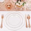 imageWDF 60pcs Clear Purple Plates Disposable with Gold Rim  Baroque Lavender Purple Plastic Plates for PartyWeddingSpring PicnicClear Rose Gold