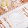 imageWDF 60pcs Clear Purple Plates Disposable with Gold Rim  Baroque Lavender Purple Plastic Plates for PartyWeddingSpring PicnicClear Rose Gold