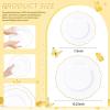 imageWDF 60pcs Clear Purple Plates Disposable with Gold Rim  Baroque Lavender Purple Plastic Plates for PartyWeddingSpring PicnicGold