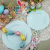 imageWDF 60pcs Clear Purple Plates Disposable with Gold Rim  Baroque Lavender Purple Plastic Plates for PartyWeddingSpring PicnicMint Green