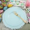 imageWDF 60pcs Clear Purple Plates Disposable with Gold Rim  Baroque Lavender Purple Plastic Plates for PartyWeddingSpring PicnicMint Green