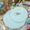imageWDF 60pcs Clear Purple Plates Disposable with Gold Rim  Baroque Lavender Purple Plastic Plates for PartyWeddingSpring PicnicMint Green