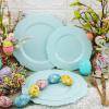 imageWDF 60pcs Clear Purple Plates Disposable with Gold Rim  Baroque Lavender Purple Plastic Plates for PartyWeddingSpring PicnicMint Green