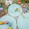 imageWDF 60pcs Clear Purple Plates Disposable with Gold Rim  Baroque Lavender Purple Plastic Plates for PartyWeddingSpring PicnicMint Green