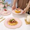 imageWDF 60pcs Clear Purple Plates Disposable with Gold Rim  Baroque Lavender Purple Plastic Plates for PartyWeddingSpring PicnicPink and Gold