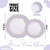 imageWDF 60pcs Clear Purple Plates Disposable with Gold Rim  Baroque Lavender Purple Plastic Plates for PartyWeddingSpring PicnicPurple and Gold