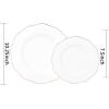 imageWDF 60pcs Clear Purple Plates Disposable with Gold Rim  Baroque Lavender Purple Plastic Plates for PartyWeddingSpring PicnicRose Gold