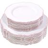 imageWDF 60pcs Clear Purple Plates Disposable with Gold Rim  Baroque Lavender Purple Plastic Plates for PartyWeddingSpring PicnicRose Gold