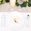 imageWDF 60pcs Clear Purple Plates Disposable with Gold Rim  Baroque Lavender Purple Plastic Plates for PartyWeddingSpring PicnicSilver