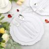 imageWDF 60pcs Clear Purple Plates Disposable with Gold Rim  Baroque Lavender Purple Plastic Plates for PartyWeddingSpring PicnicSilver