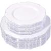 imageWDF 60pcs Clear Purple Plates Disposable with Gold Rim  Baroque Lavender Purple Plastic Plates for PartyWeddingSpring PicnicSilver
