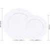 imageWDF 60pcs Clear Purple Plates Disposable with Gold Rim  Baroque Lavender Purple Plastic Plates for PartyWeddingSpring PicnicSilver