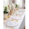 imageWDF 60pcs Gold Plastic Dinner Plates 1025inch Baroque White and Gold Plastic Wedding Plates Fancy Heavy Duty Disposable Dinner Plates for Upscale Parties ampamp Wedding ampamp Birthday