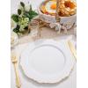 imageWDF 60pcs Gold Plastic Dinner Plates 1025inch Baroque White and Gold Plastic Wedding Plates Fancy Heavy Duty Disposable Dinner Plates for Upscale Parties ampamp Wedding ampamp Birthday