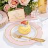imageWDF 60pcs Pink Dessert Plates  75inch Baroque Pink ampampWhite Disposable DessertSaladAppetizer Small Cute Cake Plates for Upscale Parties ampampWeddingSpecial for Bridal Shower Brithday Baby ShowerPink