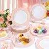imageWDF 60pcs Pink Dessert Plates  75inch Baroque Pink ampampWhite Disposable DessertSaladAppetizer Small Cute Cake Plates for Upscale Parties ampampWeddingSpecial for Bridal Shower Brithday Baby ShowerPink