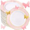 imageWDF 60pcs Pink Dessert Plates  75inch Baroque Pink ampampWhite Disposable DessertSaladAppetizer Small Cute Cake Plates for Upscale Parties ampampWeddingSpecial for Bridal Shower Brithday Baby ShowerPink