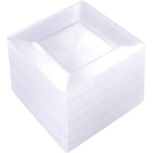 imageWDF 100pcs Silver Plastic Dessert Plates 75quot with 100 Pieces Disposable Forks 74quot Silver Plates Appetizer Plates Small Plates Fancy Salad Plates and Cake Plates for PartyWeddingClear