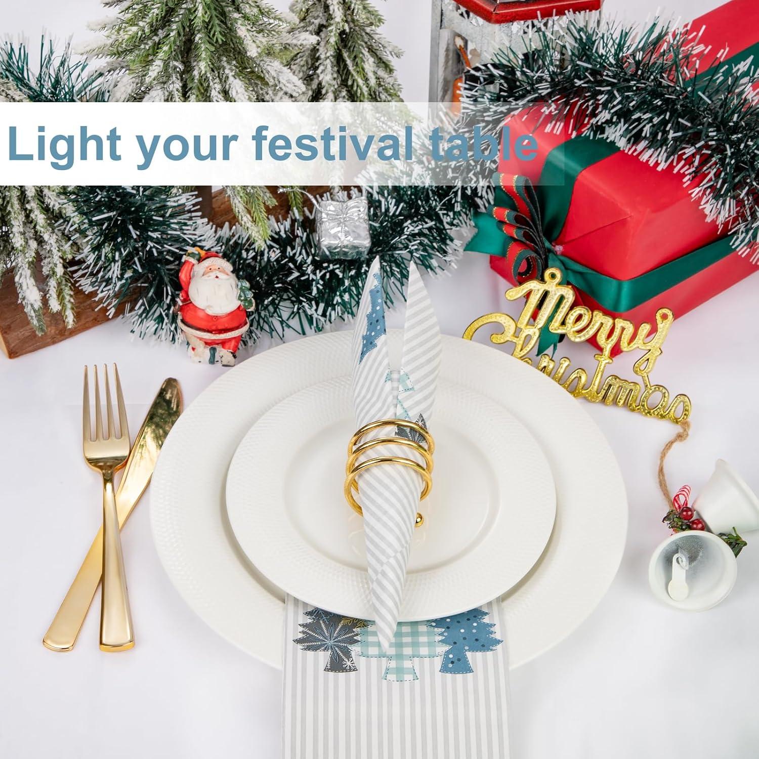 imageWDF 100Pack Colorful Christmas Hand Towels ampamp Napkins  3 Ply Disposable Tree Napkins With Merry Bright Colors for Bathroom ampamp Table DecorWhite and Blue