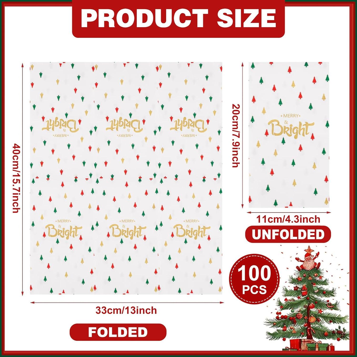 imageWDF 100Pack Colorful Christmas Hand Towels ampamp Napkins  3 Ply Disposable Tree Napkins With Merry Bright Colors for Bathroom ampamp Table DecorWhite