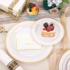 image350 Pieces Black and Gold Plastic Plates with Disposable Silverware Include 50 Dinner Plates 9 50 Dessert Plates 63 50 Black Cups 9 OZ 50 Pre Rolled Napkins for new yearWhite and Gold  Modern