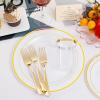 image350 Pieces Black and Gold Plastic Plates with Disposable Silverware Include 50 Dinner Plates 9 50 Dessert Plates 63 50 Black Cups 9 OZ 50 Pre Rolled Napkins for new yearGold  Modern