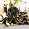 image350 Pieces Black and Gold Plastic Plates with Disposable Silverware Include 50 Dinner Plates 9 50 Dessert Plates 63 50 Black Cups 9 OZ 50 Pre Rolled Napkins for new yearBlack  Modern