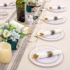 image350 Pieces Black and Gold Plastic Plates with Disposable Silverware Include 50 Dinner Plates 9 50 Dessert Plates 63 50 Black Cups 9 OZ 50 Pre Rolled Napkins for new yearWhite and Gold  Modern