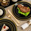 image350 Pieces Black and Gold Plastic Plates with Disposable Silverware Include 50 Dinner Plates 9 50 Dessert Plates 63 50 Black Cups 9 OZ 50 Pre Rolled Napkins for new yearBlack  Modern