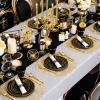 image350 Pieces Black and Gold Plastic Plates with Disposable Silverware Include 50 Dinner Plates 9 50 Dessert Plates 63 50 Black Cups 9 OZ 50 Pre Rolled Napkins for new yearBlack  Modern