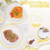 image350 Pieces Black and Gold Plastic Plates with Disposable Silverware Include 50 Dinner Plates 9 50 Dessert Plates 63 50 Black Cups 9 OZ 50 Pre Rolled Napkins for new yearGold  Modern