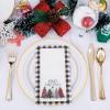 imageWDF 100 Pack Christmas Napkins Paper  3ply Gold Snowflake Disposable Napkins158 x 13 Inches Premium Quality Elegant Disposable Dinner Napkins For ChristmasWhite And Black