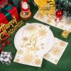 imageWDF 100 Pack Christmas Napkins Paper  3ply Gold Snowflake Disposable Napkins158 x 13 Inches Premium Quality Elegant Disposable Dinner Napkins For ChristmasGold