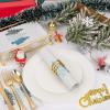imageWDF 100 Pack Christmas Napkins Paper  3ply Gold Snowflake Disposable Napkins158 x 13 Inches Premium Quality Elegant Disposable Dinner Napkins For ChristmasWhite and Blue