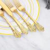 imageWDF 100 Piece Silver Plastic Spoons Disposable  693 Inch Baroque Silver Plastic Silverware for Dessert Cake  Heavy Duty Plastic Spoons for Party Wedding or Daily UsingGold