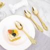 imageWDF 100 Piece Silver Plastic Spoons Disposable  693 Inch Baroque Silver Plastic Silverware for Dessert Cake  Heavy Duty Plastic Spoons for Party Wedding or Daily UsingGolden