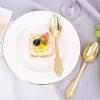 imageWDF 100 Piece Silver Plastic Spoons Disposable  693 Inch Baroque Silver Plastic Silverware for Dessert Cake  Heavy Duty Plastic Spoons for Party Wedding or Daily UsingGolden