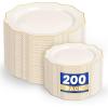 imageWDF 100PCS Ivory Plastic Plates with Gold Rim  Cream Plastic Plates  Include 50 Dinner ampamp 50 Dessert Fancy Disposable Plate for Party  Heavy Duty Beige Plate for WeddingBridal ShowersIvory