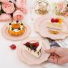 imageWDF 100PCS Ivory Plastic Plates with Gold Rim  Cream Plastic Plates  Include 50 Dinner ampamp 50 Dessert Fancy Disposable Plate for Party  Heavy Duty Beige Plate for WeddingBridal ShowersPink and Gold