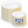 imageWDF 100PCS Ivory Plastic Plates with Gold Rim  Cream Plastic Plates  Include 50 Dinner ampamp 50 Dessert Fancy Disposable Plate for Party  Heavy Duty Beige Plate for WeddingBridal ShowersWhite and Gold