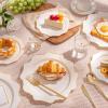 imageWDF 100PCS Ivory Plastic Plates with Gold Rim  Cream Plastic Plates  Include 50 Dinner ampamp 50 Dessert Fancy Disposable Plate for Party  Heavy Duty Beige Plate for WeddingBridal ShowersIvory