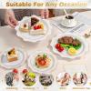 imageWDF 100PCS Ivory Plastic Plates with Gold Rim  Cream Plastic Plates  Include 50 Dinner ampamp 50 Dessert Fancy Disposable Plate for Party  Heavy Duty Beige Plate for WeddingBridal ShowersWhite and Gold